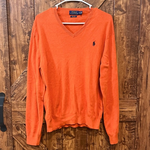 Polo Ralph Lauren Other - Polo ralph lauren mens orange long sleeve Pima cotton v neck sweater size medium